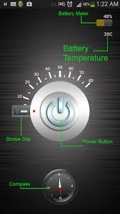 Flashlight for Galaxy 3.2 - control panel with strobe dial and compass